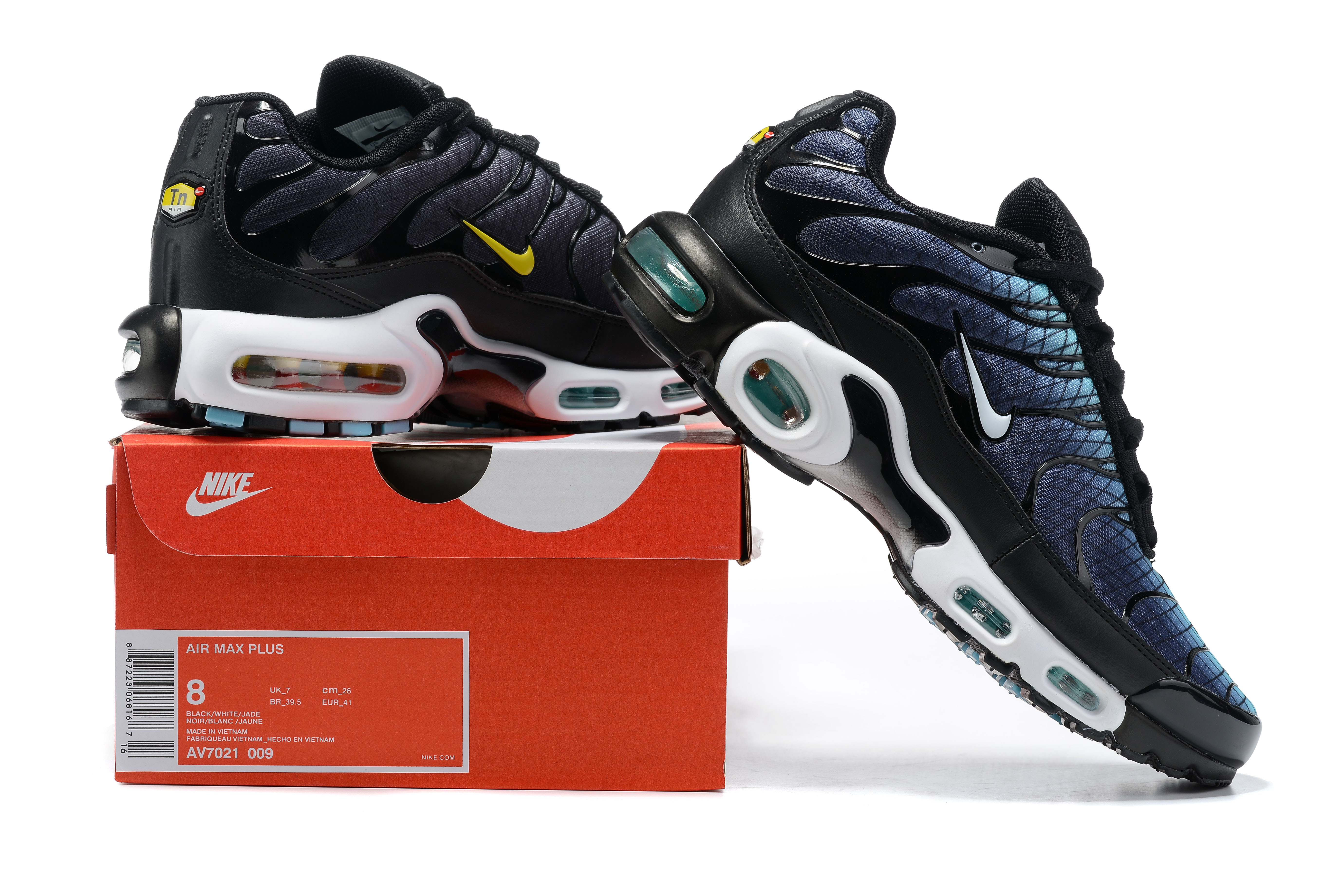 2021 Nike Air Max Plus Shine Blue Black White Running Shoes